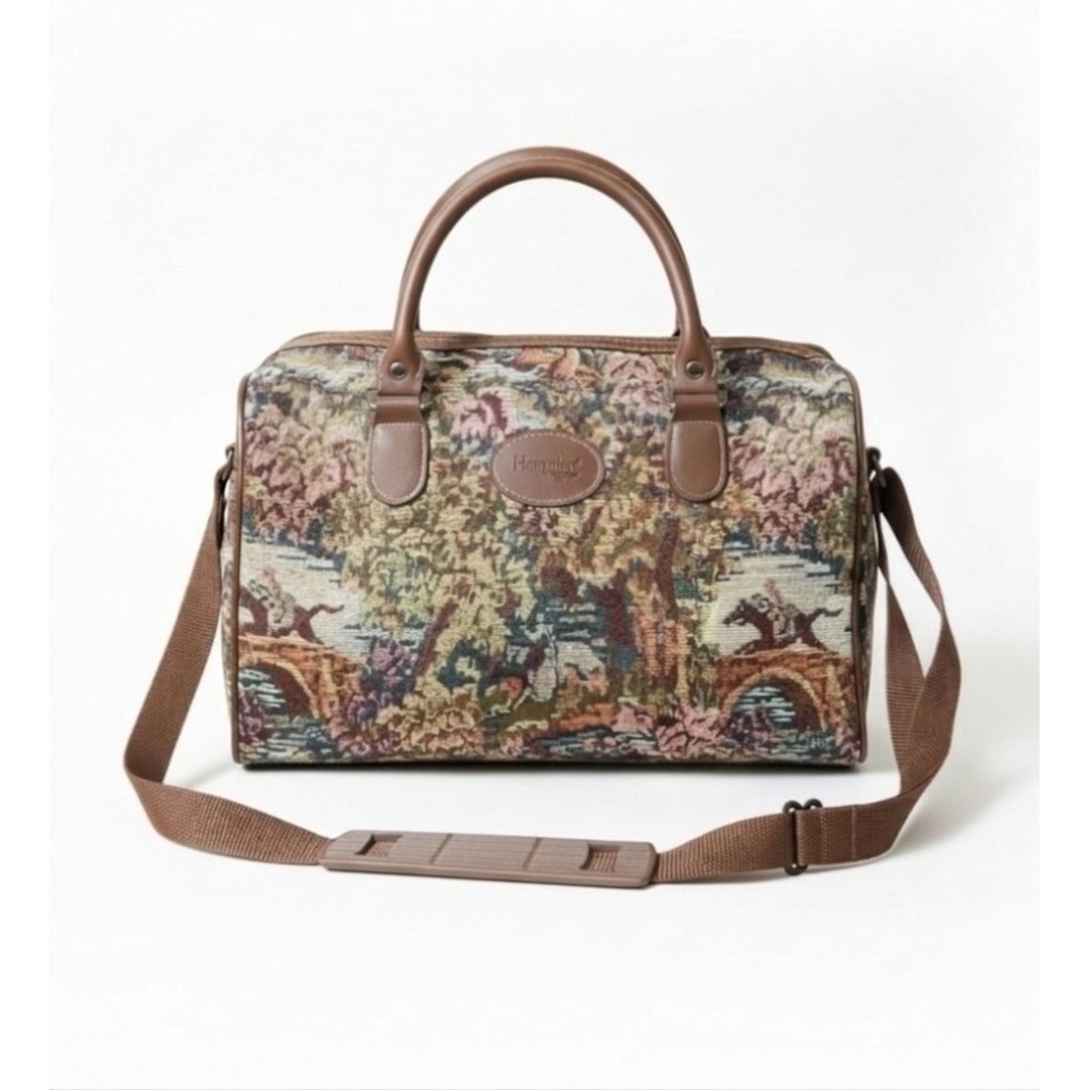 Hampshire Vintage Travel Bag Tapestry Horses Floral Colorful Shoulder Strap